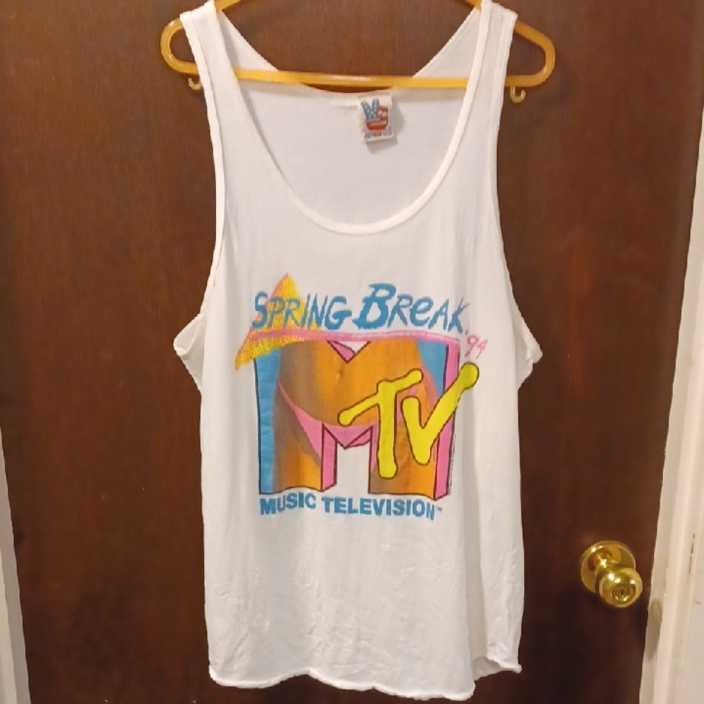 Vintage Junk Food MTV Spring Break '94 White Tank Size Large